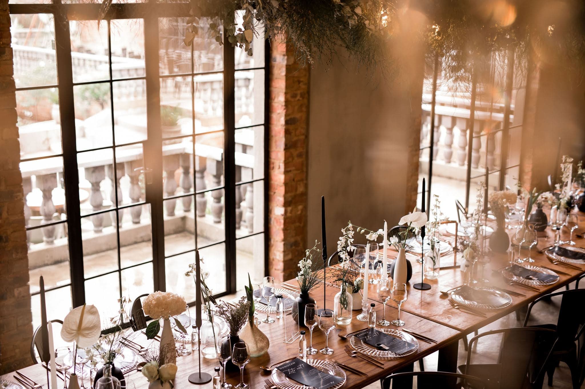 Intimate wedding couple portrait in front of chapel at Ever Be Wedding Venue